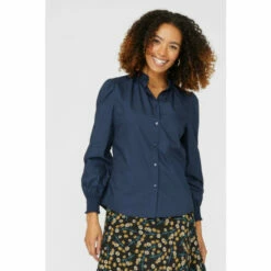 Maine Ruffle Neck Cotton Shirt For Female
