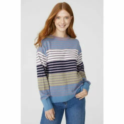 Maine Multi Stripe Cotton Crew Neck Jumper For Female