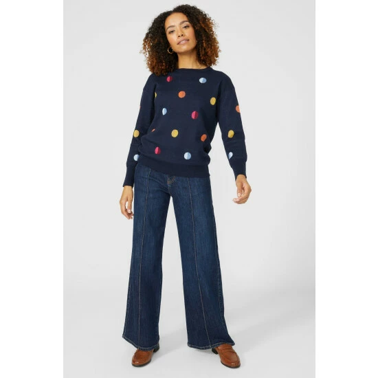 Maine Double Spot Intarsia Crew Neck Jumper For Female 4 Maine Double Spot Intarsia Crew Neck Jumper For Female - Image 2