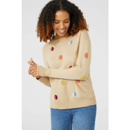 Maine Double Spot Intarsia Crew Neck Jumper For Female 9 Maine Double Spot Intarsia Crew Neck Jumper For Female - Image 7