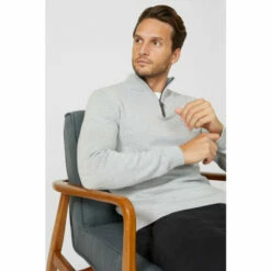 Maine Premium Pure Cotton Half Zip Funnel Jumper For Male -Maine New England Shop unnamed file 225