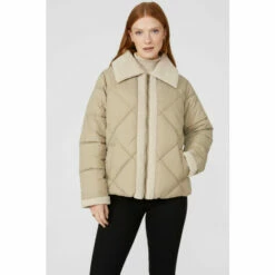 Maine Quilted Padded Borg Collar Jacket For Female