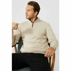 Maine Premium Pure Cotton Half Zip Funnel Jumper For Male -Maine New England Shop unnamed file 226