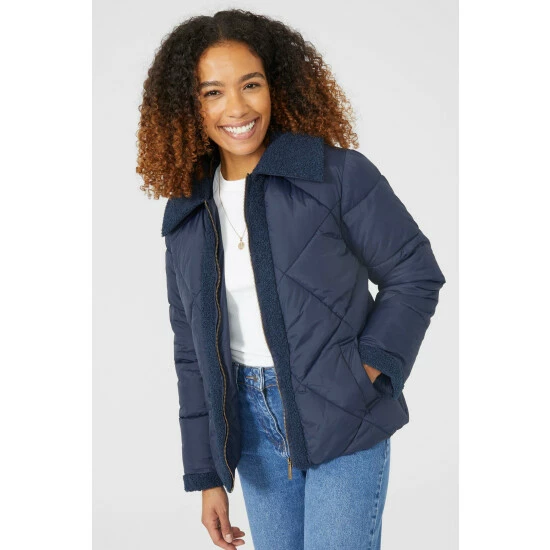 Maine Quilted Padded Borg Collar Jacket For Female 9 Maine Quilted Padded Borg Collar Jacket For Female - Image 7