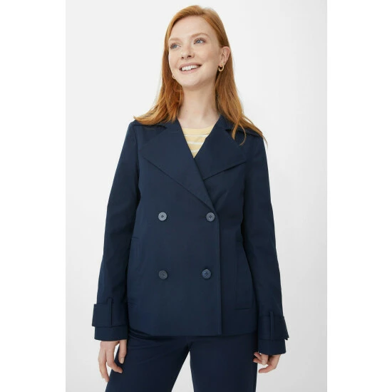 Maine Striped Lined Short Trench Jacket For Female 3 Maine Striped Lined Short Trench Jacket For Female