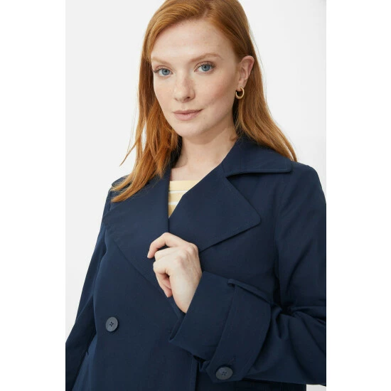 Maine Striped Lined Short Trench Jacket For Female 5 Maine Striped Lined Short Trench Jacket For Female - Image 3