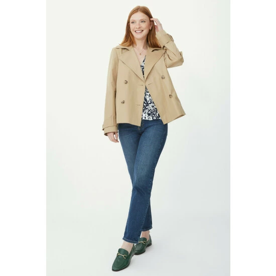 Maine Striped Lined Short Trench Jacket For Female 9 Maine Striped Lined Short Trench Jacket For Female - Image 7