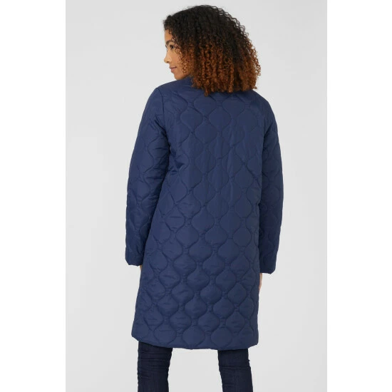 Maine Collarless Quilted Long Jacket & Padded Scarf For Female 6 Maine Collarless Quilted Long Jacket & Padded Scarf For Female - Image 4