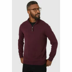 Maine Premium Pure Cotton Half Zip Funnel Jumper For Male -Maine New England Shop unnamed file 230