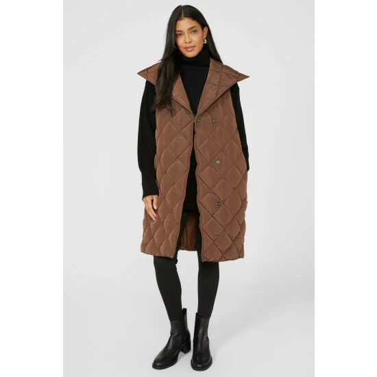 Maine Shawl Collar Belted Quilted Gilet For Female 7 Maine Shawl Collar Belted Quilted Gilet For Female - Image 5