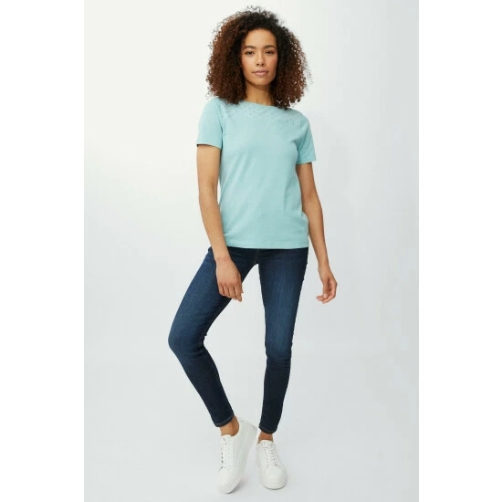 Maine Broderie Yoke Scoop Neck T-shirt For Female 4 Maine Broderie Yoke Scoop Neck T-shirt For Female - Image 2