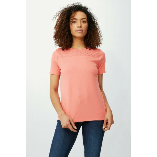 Maine Broderie Yoke Scoop Neck T-shirt For Female 11 Maine Broderie Yoke Scoop Neck T-shirt For Female - Image 9