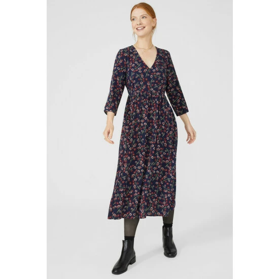 Maine Floral Printed V Neck Dress For Female 3 Maine Floral Printed V Neck Dress For Female