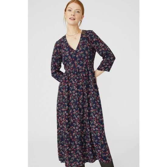 Maine Floral Printed V Neck Dress For Female 4 Maine Floral Printed V Neck Dress For Female - Image 2