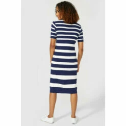 Maine Striped Button Through Knitted Dress For Female -Maine New England Shop unnamed file 2429