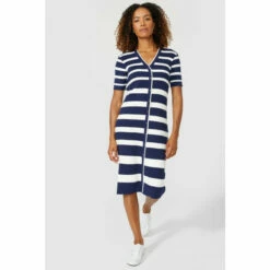 Maine Striped Button Through Knitted Dress For Female -Maine New England Shop unnamed file 2431