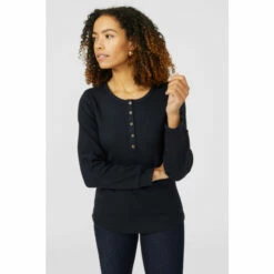 Maine Rib Henley Top For Female -Maine New England Shop unnamed file 2445