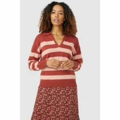 Maine Collar V Neck Twisted Cotton Jumper For Female -Maine New England Shop unnamed file 2464