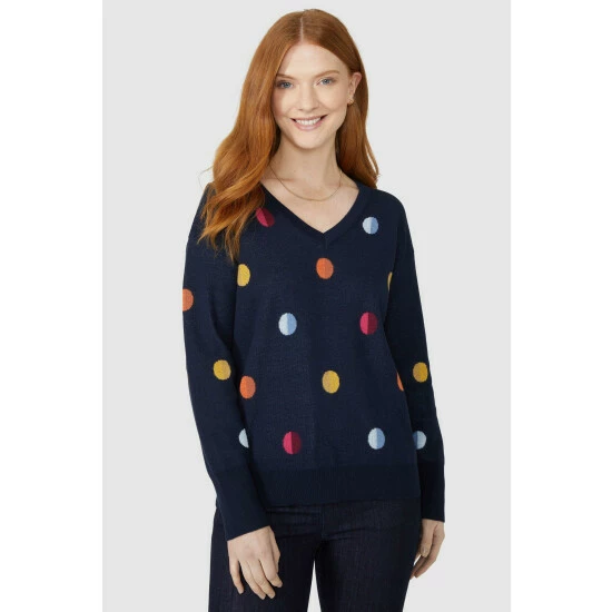 Maine Double Spot Intarsia V Neck Jumper For Female 3 Maine Double Spot Intarsia V Neck Jumper For Female