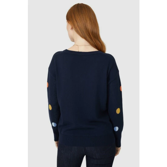 Maine Double Spot Intarsia V Neck Jumper For Female 6 Maine Double Spot Intarsia V Neck Jumper For Female - Image 4