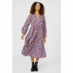 Maine Ditsy Floral Printed Midi Tiered Dress For Female