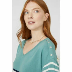 Maine Stripe Sleeve Plain Yoke Cotton Jumper For Female -Maine New England Shop unnamed file 2531