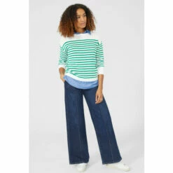 Maine Mock Chambray Shirt Plain Yoke Striped Jumper For Female -Maine New England Shop unnamed file 2630