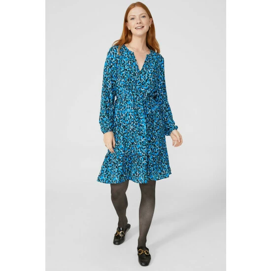 Maine Animal Print Frill Detail Mini Dress For Female 4 Maine Animal Print Frill Detail Mini Dress For Female - Image 2