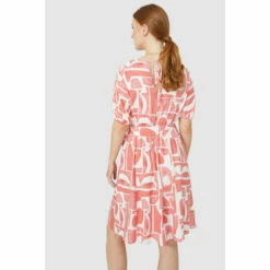 Maine Puff Sleeve Abstract Shapes Print Tea Dress For Female -Maine New England Shop unnamed file 2781