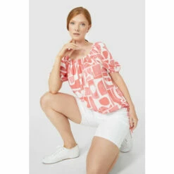 Maine Abstract Shapes Tie Hem Square Neck Smock Top For Female -Maine New England Shop unnamed file 2800