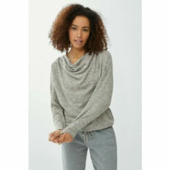 Maine Cowl Neck Drawstring Knit Jersey Top For Female