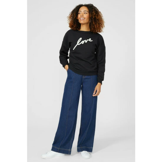 Maine Scoop Neck Happy Slogan Sweat For Female 4 Maine Scoop Neck Happy Slogan Sweat For Female - Image 2