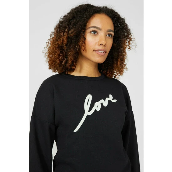 Maine Scoop Neck Happy Slogan Sweat For Female 5 Maine Scoop Neck Happy Slogan Sweat For Female - Image 3