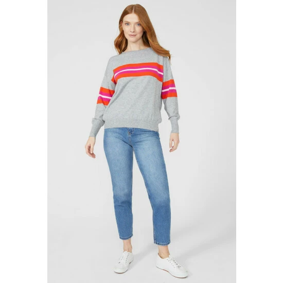 Maine Placement Stripe Crew Neck Jumper For Female 4 Maine Placement Stripe Crew Neck Jumper For Female - Image 2