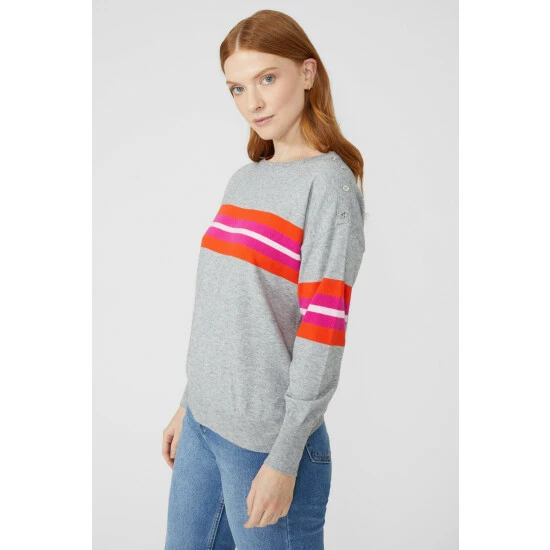 Maine Placement Stripe Crew Neck Jumper For Female 8 Maine Placement Stripe Crew Neck Jumper For Female - Image 6