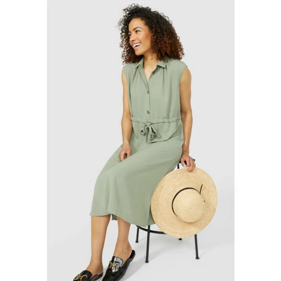 Maine Shortsleeve Tie Waist Shirt Dress For Female 7 Maine Shortsleeve Tie Waist Shirt Dress For Female - Image 5