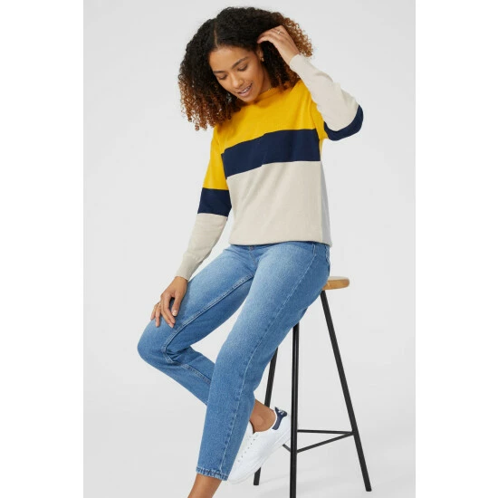 Maine Colour Block Stripe Cotton Crew Neck Jumper For Female 7 Maine Colour Block Stripe Cotton Crew Neck Jumper For Female - Image 5