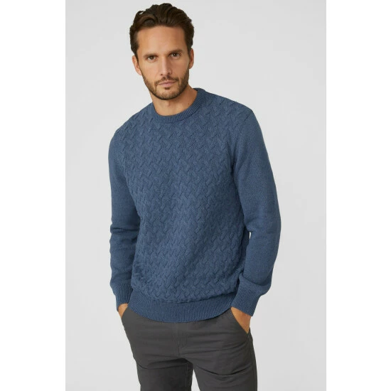 Maine Modern Cable Crew Neck Jumper For Male 3 Maine Modern Cable Crew Neck Jumper For Male
