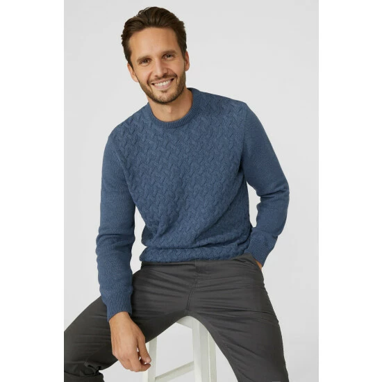 Maine Modern Cable Crew Neck Jumper For Male 7 Maine Modern Cable Crew Neck Jumper For Male - Image 5