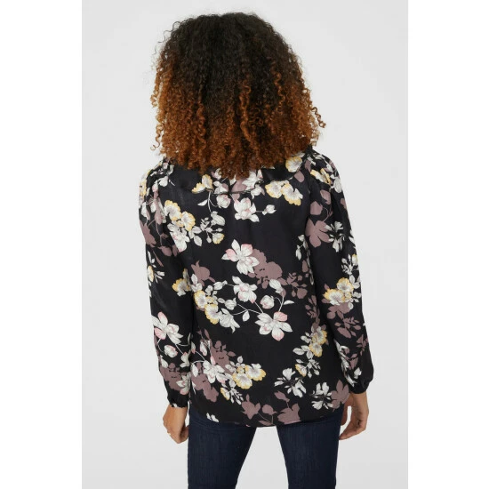 Maine Satin Floral Printed Frill Blouse For Female 6 Maine Satin Floral Printed Frill Blouse For Female - Image 4