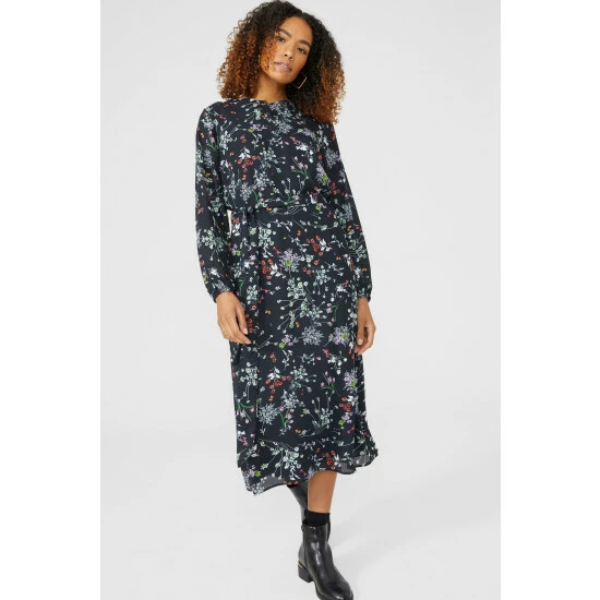 Maine Floral Print Chiffon Button Through Midi Dress For Female 3 Maine Floral Print Chiffon Button Through Midi Dress For Female