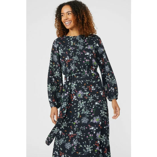 Maine Floral Print Chiffon Button Through Midi Dress For Female 4 Maine Floral Print Chiffon Button Through Midi Dress For Female - Image 2