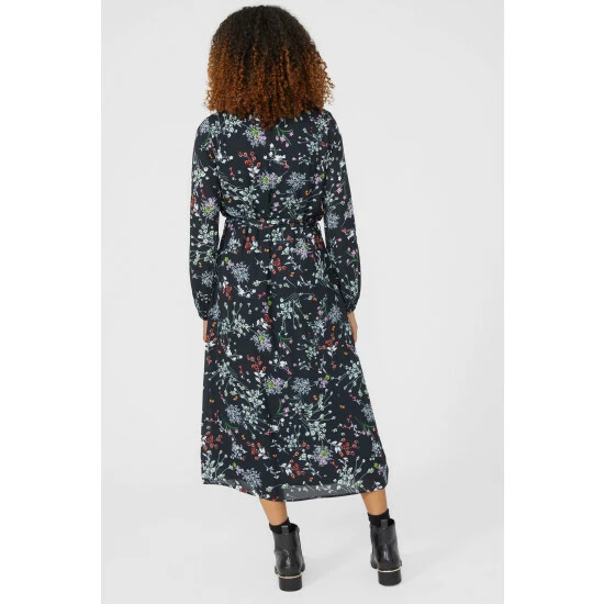 Maine Floral Print Chiffon Button Through Midi Dress For Female 6 Maine Floral Print Chiffon Button Through Midi Dress For Female - Image 4