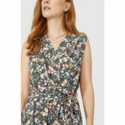 Maine Sleeveless Floral Print Belted Wrap Dress For Female -Maine New England Shop unnamed file 3088