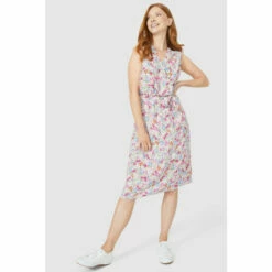 Maine Sleeveless Floral Print Belted Wrap Dress For Female -Maine New England Shop unnamed file 3092