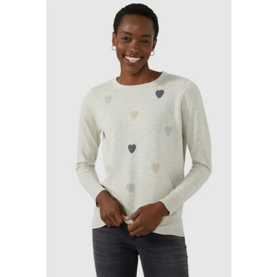 Maine All Over Heart Intarsia Cotton Jumper For Female 4 Maine All Over Heart Intarsia Cotton Jumper For Female - Image 2