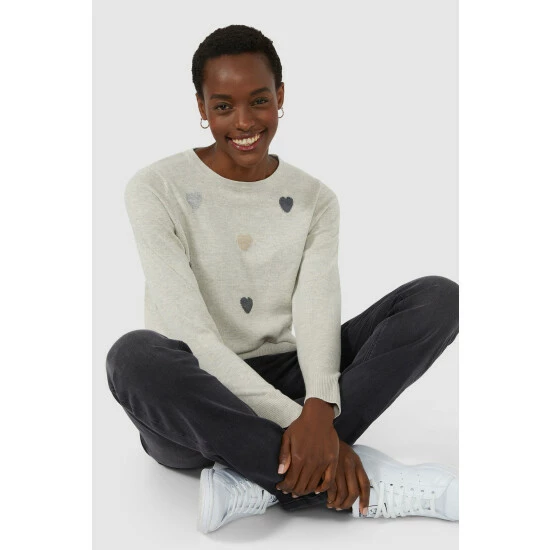 Maine All Over Heart Intarsia Cotton Jumper For Female 6 Maine All Over Heart Intarsia Cotton Jumper For Female - Image 4