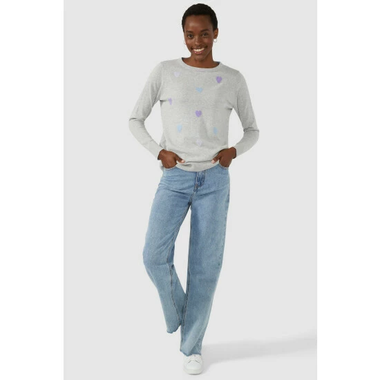 Maine All Over Heart Intarsia Cotton Jumper For Female 8 Maine All Over Heart Intarsia Cotton Jumper For Female - Image 6