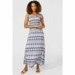 Maine Aztec Printed Wrap Dress For Female -Maine New England Shop unnamed file 3166