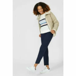 Maine Placement Stripe & Sleeve Crew Neck Jumper For Female -Maine New England Shop unnamed file 3189